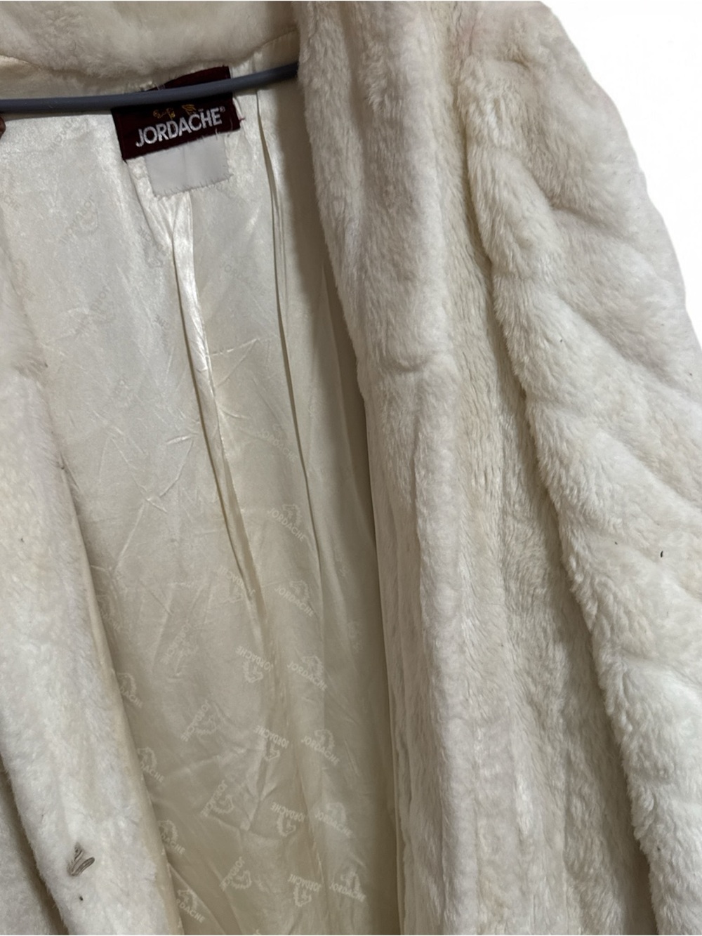 Jordache Cream Faux Fur Plush Robe with Satin Lining